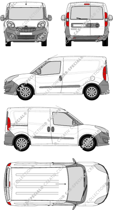 Opel Combo, van/transporter, L1H1, rear window, Rear Wing Doors, 1 Sliding Door (2012)