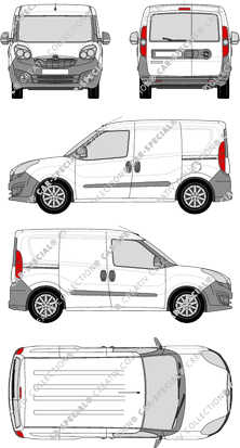 Opel Combo, van/transporter, L1H1, rear window, Rear Wing Doors, 2 Sliding Doors (2012)