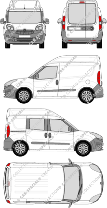 Opel Combo, furgone, L1H2, Heck verglast, rechts teilverglast, Rear Wing Doors, 1 Sliding Door (2012)