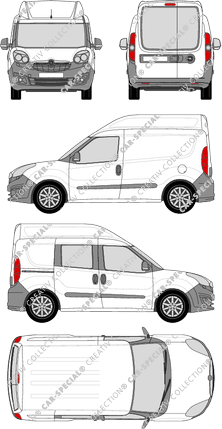 Opel Combo, furgón, L1H2, Heck verglast, rechts teilverglast, Rear Wing Doors, 1 Sliding Door (2012)