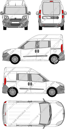 Opel Combo, van/transporter, L1H2, rear window, double cab, Rear Wing Doors, 2 Sliding Doors (2012)