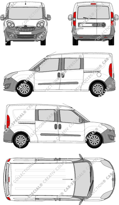 Opel Combo, van/transporter, L2H1, rear window, double cab, Rear Wing Doors, 2 Sliding Doors (2012)