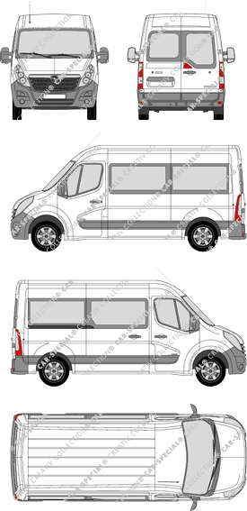 Opel Movano Combi, microbús, L2H2, Rear Wing Doors, 1 Sliding Door (2012)