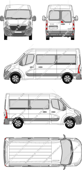 Opel Movano Combi, minibus, L2H2, Rear Wing Doors, 2 Sliding Doors (2012)