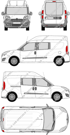Opel Combo, furgone, L2H2, vitre arrière, Doppelkabine, Rear Wing Doors, 1 Sliding Door (2013)