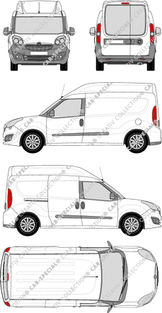 Opel Combo, furgone, L2H2, vitre arrière, Rear Wing Doors, 1 Sliding Door (2013)