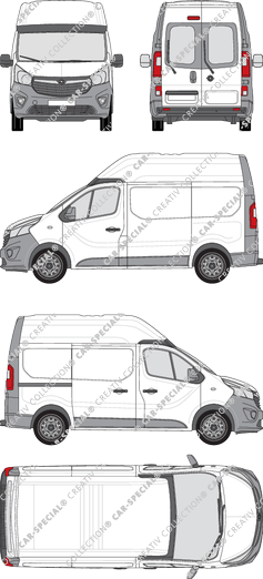 Opel Vivaro, furgone, L1H2, vitre arrière, Rear Wing Doors, 1 Sliding Door (2014)