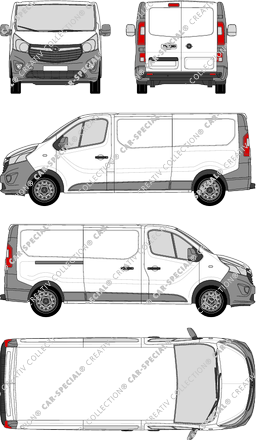 Opel Vivaro, Kastenwagen, L2H1, Rear Wing Doors, 1 Sliding Door (2014)