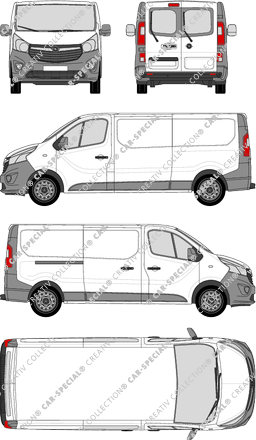 Opel Vivaro, van/transporter, L2H1, rear window, Rear Wing Doors, 1 Sliding Door (2014)