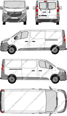 Opel Vivaro, furgón, L2H1, ventana de parte trasera, Rear Wing Doors, 2 Sliding Doors (2014)