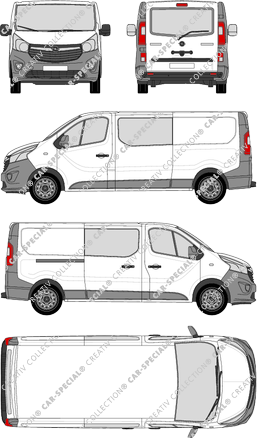 Opel Vivaro, van/transporter, L2H1, rear window, double cab, Rear Flap, 1 Sliding Door (2014)