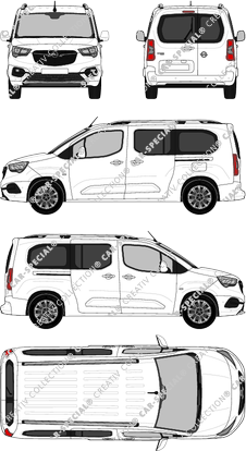 Opel Combo Life, XL, furgone, Rear Wing Doors, 2 Sliding Doors (2018)