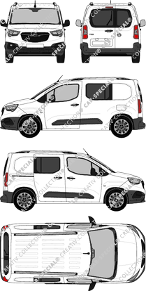 Opel Combo Cargo, Cargo, van/transporter, rear window, double cab, Rear Wing Doors, 1 Sliding Door (2018)
