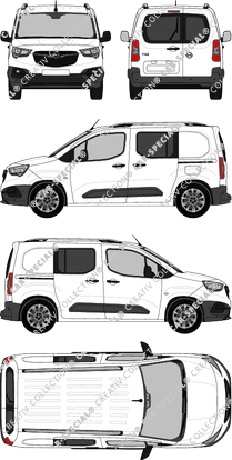 Opel Combo Cargo, Cargo, van/transporter, rear window, double cab, Rear Wing Doors, 2 Sliding Doors (2018)