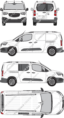 Opel Combo Cargo, Cargo, XL, fourgon, Heck verglast, rechts teilverglast, Rear Wing Doors, 2 Sliding Doors (2018)