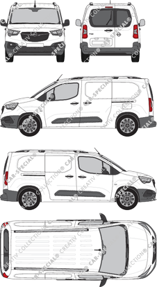 Opel Combo Cargo, Cargo, XL, van/transporter, rear window, Rear Wing Doors, 2 Sliding Doors (2018)