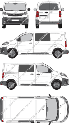 Opel Vivaro Cargo, van/transporter, M, rear window, double cab, Rear Wing Doors, 1 Sliding Door (2019)