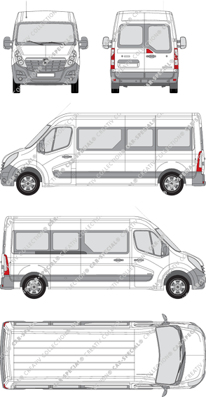 Opel Movano Combi, camionnette, L3H2, Rear Wing Doors, 1 Sliding Door (2010)