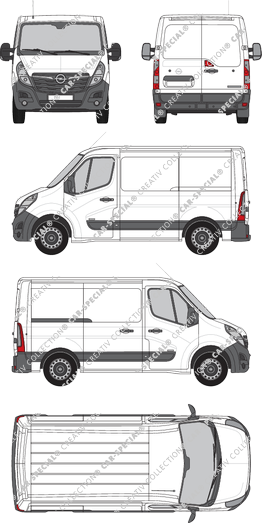 Opel Movano Cargo, FWD, furgón, L1H1, Rear Wing Doors, 1 Sliding Door (2019)