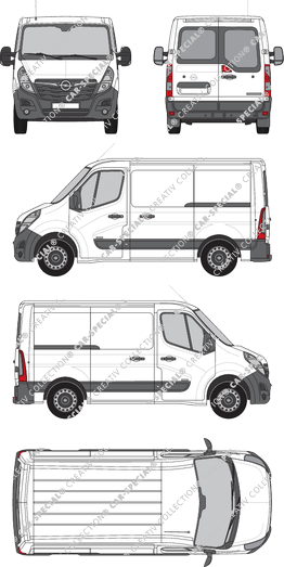 Opel Movano Cargo, FWD, van/transporter, L1H1, rear window, Rear Wing Doors, 2 Sliding Doors (2019)