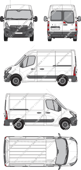 Opel Movano Cargo, FWD, van/transporter, L1H2, rear window, Rear Wing Doors, 2 Sliding Doors (2019)