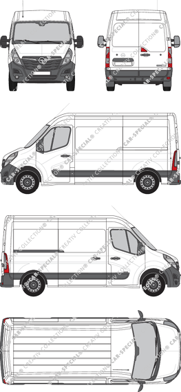 Opel Movano Cargo, FWD, van/transporter, L2H2, Rear Wing Doors, 1 Sliding Door (2019)