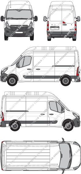 Opel Movano Cargo, FWD, fourgon, L2H3, Rear Wing Doors, 2 Sliding Doors (2019)