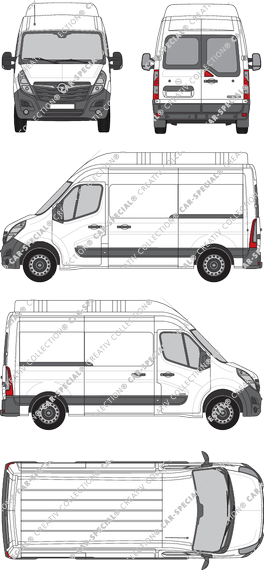 Opel Movano Cargo, FWD, van/transporter, L2H3, rear window, Rear Wing Doors, 2 Sliding Doors (2019)