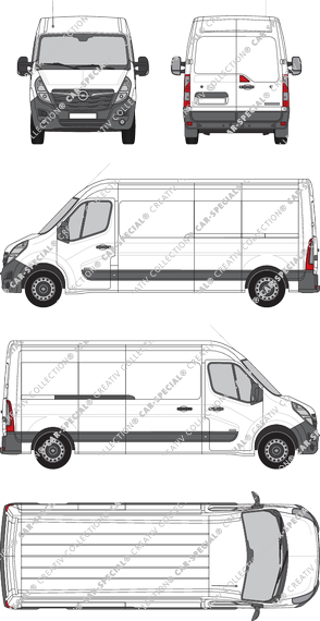 Opel Movano Cargo, FWD, van/transporter, L3H2, Rear Wing Doors, 1 Sliding Door (2019)