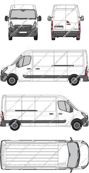 Opel Movano Cargo, FWD, van/transporter, L3H2, Rear Wing Doors, 2 Sliding Doors (2019)