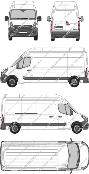 Opel Movano Cargo, FWD, furgón, L3H3, Rear Wing Doors, 1 Sliding Door (2019)