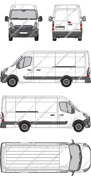 Opel Movano Cargo, RWD, van/transporter, L3H2, Rear Wing Doors, 2 Sliding Doors (2019)