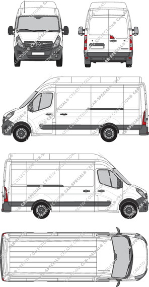 Opel Movano Cargo, RWD, furgone, L3H3, Rear Wing Doors, 2 Sliding Doors (2019)