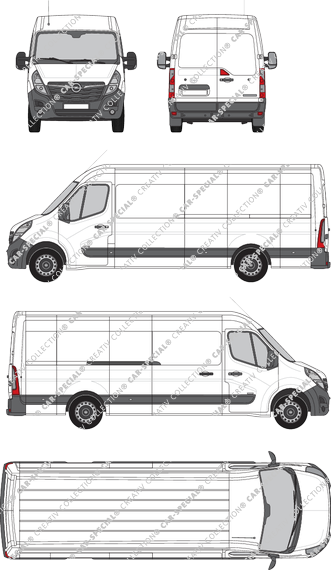 Opel Movano Cargo, RWD, fourgon, L4H2, Rear Wing Doors, 1 Sliding Door (2019)