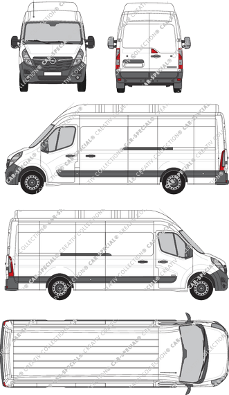 Opel Movano Cargo, RWD, fourgon, L4H3, Rear Wing Doors, 2 Sliding Doors (2019)