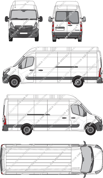 Opel Movano Cargo, RWD, van/transporter, L4H3, rear window, Rear Wing Doors, 2 Sliding Doors (2019)