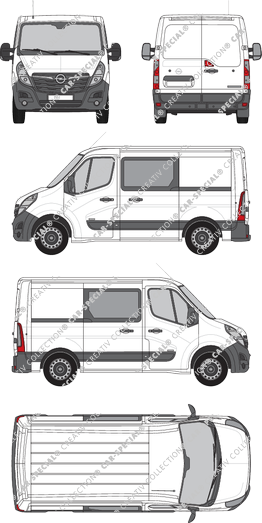 Opel Movano Cargo, FWD, furgón, L1H1, cabina doble, Rear Wing Doors, 2 Sliding Doors (2019)