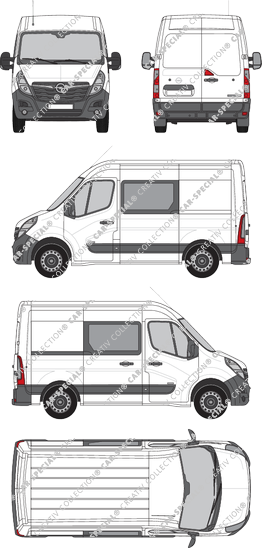 Opel Movano Cargo, FWD, Kastenwagen, L1H2, Doppelkabine, Rear Wing Doors, 1 Sliding Door (2019)