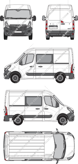 Opel Movano Cargo, FWD, Kastenwagen, L1H2, Doppelkabine, Rear Wing Doors, 2 Sliding Doors (2019)