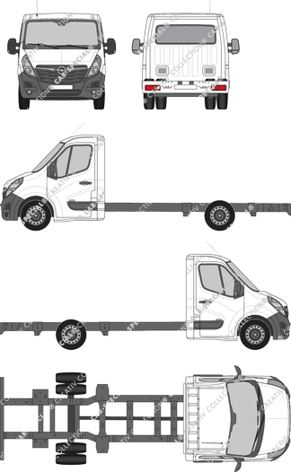 Opel Movano Zwillingsbereifung, Zwillingsbereifung, Chasis para superestructuras, L4H1, cabina individual (2019)