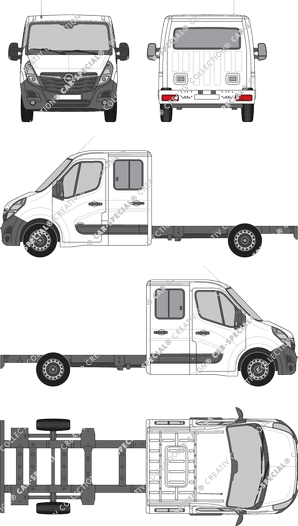 Opel Movano, Chasis para superestructuras, L3H1, cabina doble (2019)