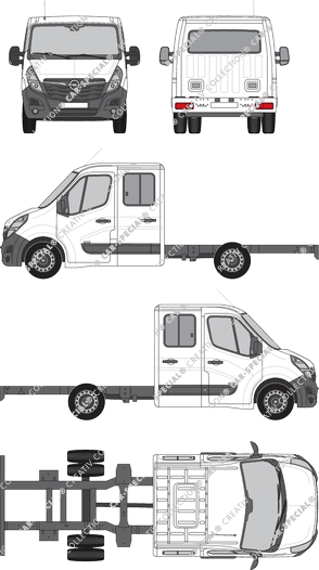 Opel Movano Zwillingsbereifung, Zwillingsbereifung, Fahrgestell für Aufbauten, L3H1, Doppelkabine (2019)