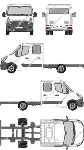 Opel Movano Zwillingsbereifung, Zwillingsbereifung, Châssis pour superstructures, L3H1, double cabine (2019)