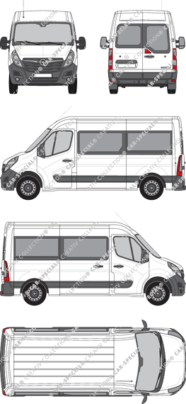 Opel Movano Combi, microbús, L2H2, Rear Wing Doors, 1 Sliding Door (2019)