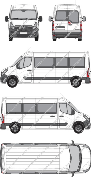 Opel Movano Combi, microbús, L3H2, Rear Wing Doors, 1 Sliding Door (2019)