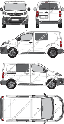 Opel Vivaro-e Cargo, van/transporter, S, rear window, double cab, Rear Wing Doors, 1 Sliding Door (2020)