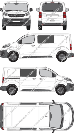 Opel Vivaro-e Cargo, van/transporter, M, rear window, double cab, Rear Flap, 1 Sliding Door (2020)