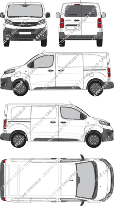 Opel Vivaro-e Cargo, van/transporter, M, rear window, Rear Wing Doors, 2 Sliding Doors (2020)