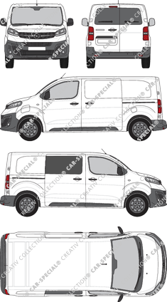 Opel Vivaro-e Cargo, Kastenwagen, M, Heck verglast, rechts teilverglast, Rear Wing Doors, 2 Sliding Doors (2020)