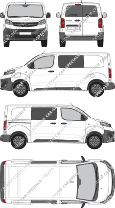 Opel Vivaro-e Cargo, van/transporter, M, rear window, double cab, Rear Wing Doors, 1 Sliding Door (2020)